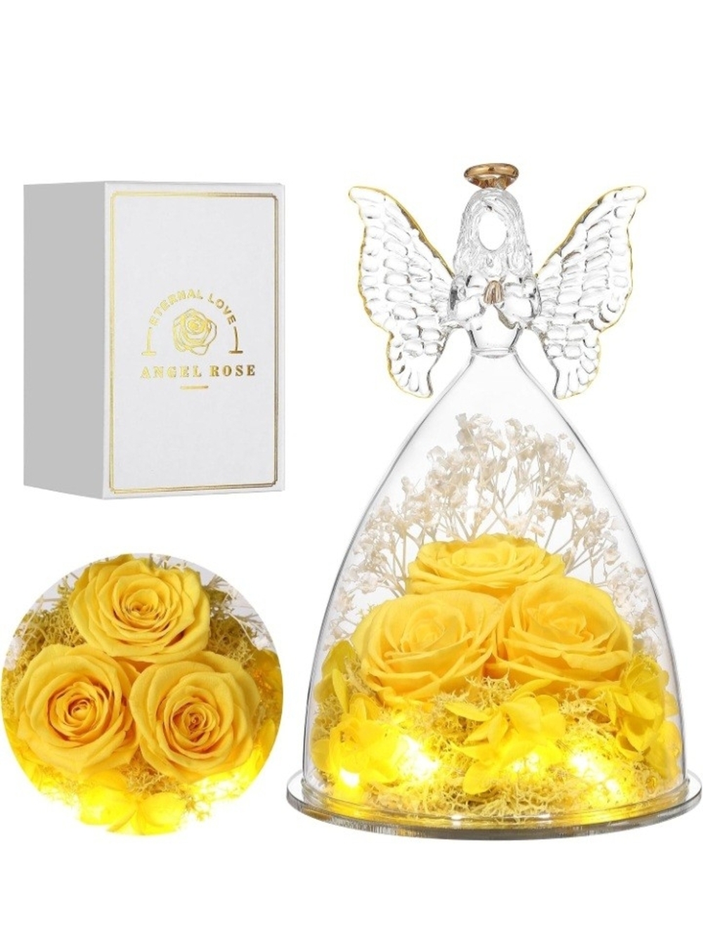 Eternal Love Angel Rose LED Light Display โ Yellow